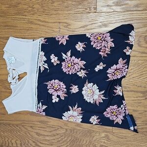 Anthropologie Naif Floral Sleeveless Tie Back Blouse, Size 3X